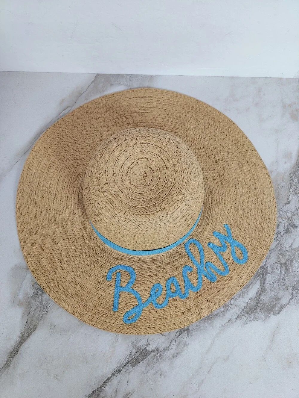 EUC Accessory Depot Wide Brim Woven 'Beachy' Embroidered Sun Hat, OS